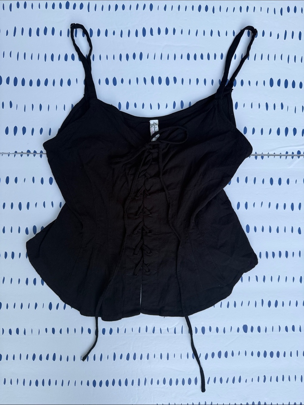 Free People Intimately Black Lace-Up Corset Cami